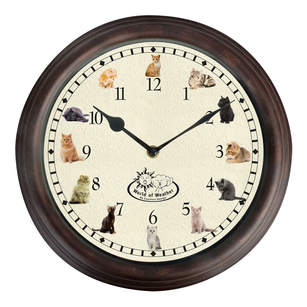 Nástěnné kočičí hodiny Esschert Design, ⌀ 30 cm v:1332260