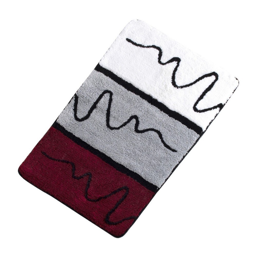 Šedo-červená koupelnová předložka Linen Bath Mat Linus, 60 x 100 cm v:1156434