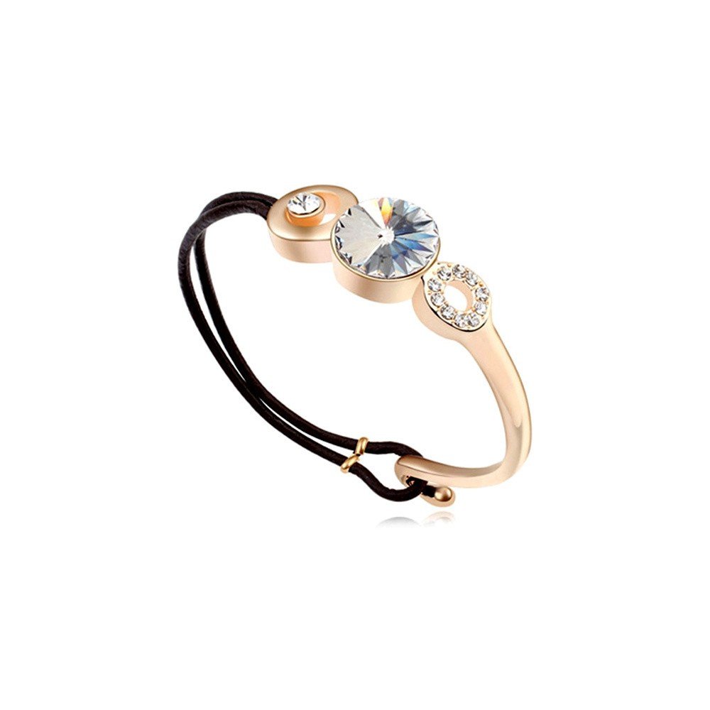 Náramek ve zlaté barvě s krystalem Swarovski Elements Crystals a koženým páskem Beatrice v:1169590