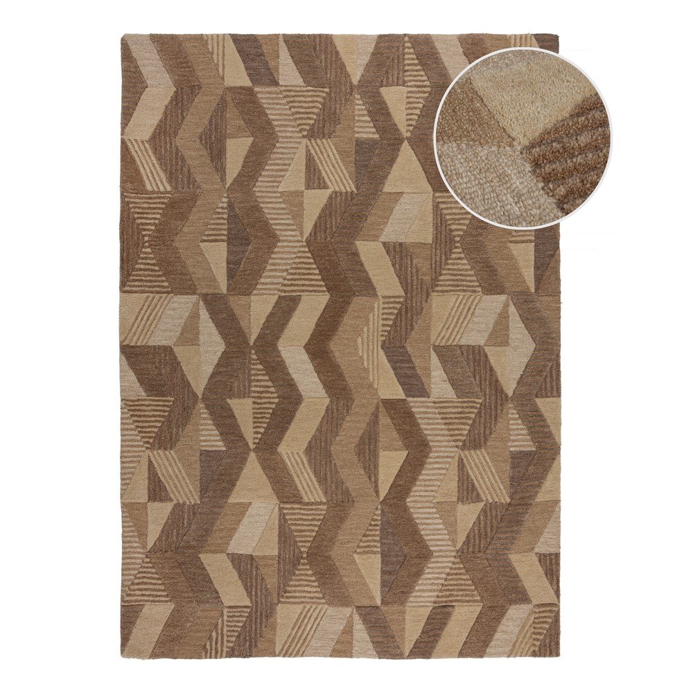 Hnědý ručně tkaný vlněný koberec 120x170 cm Moda Asher – Flair Rugs v:1687630