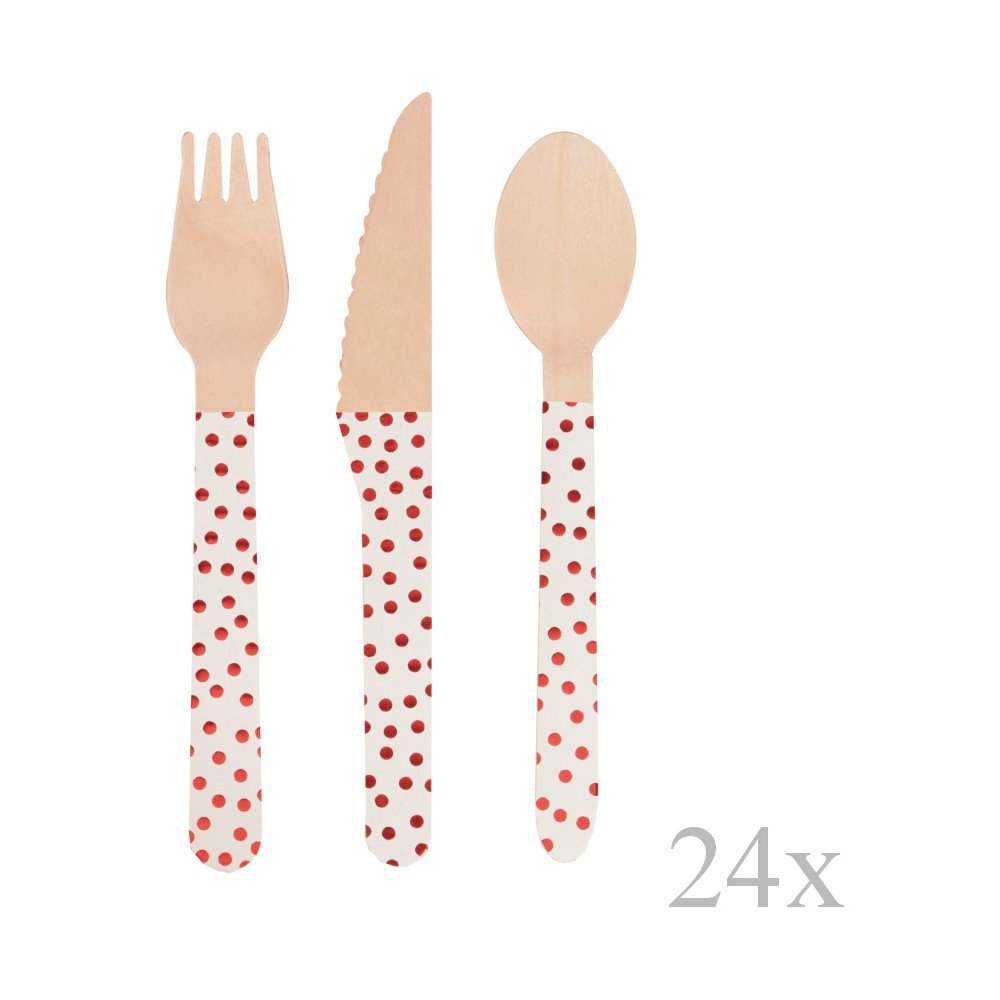 Sada 24 dřevěných příborů Neviti Red & White Dots v:1318208