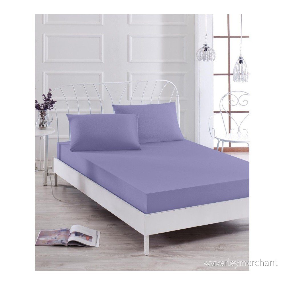 Set fialového elastického prostěradla a povlaku na polštář na jednolůžko Basso Purple, 100 x 200 cm v:1112146