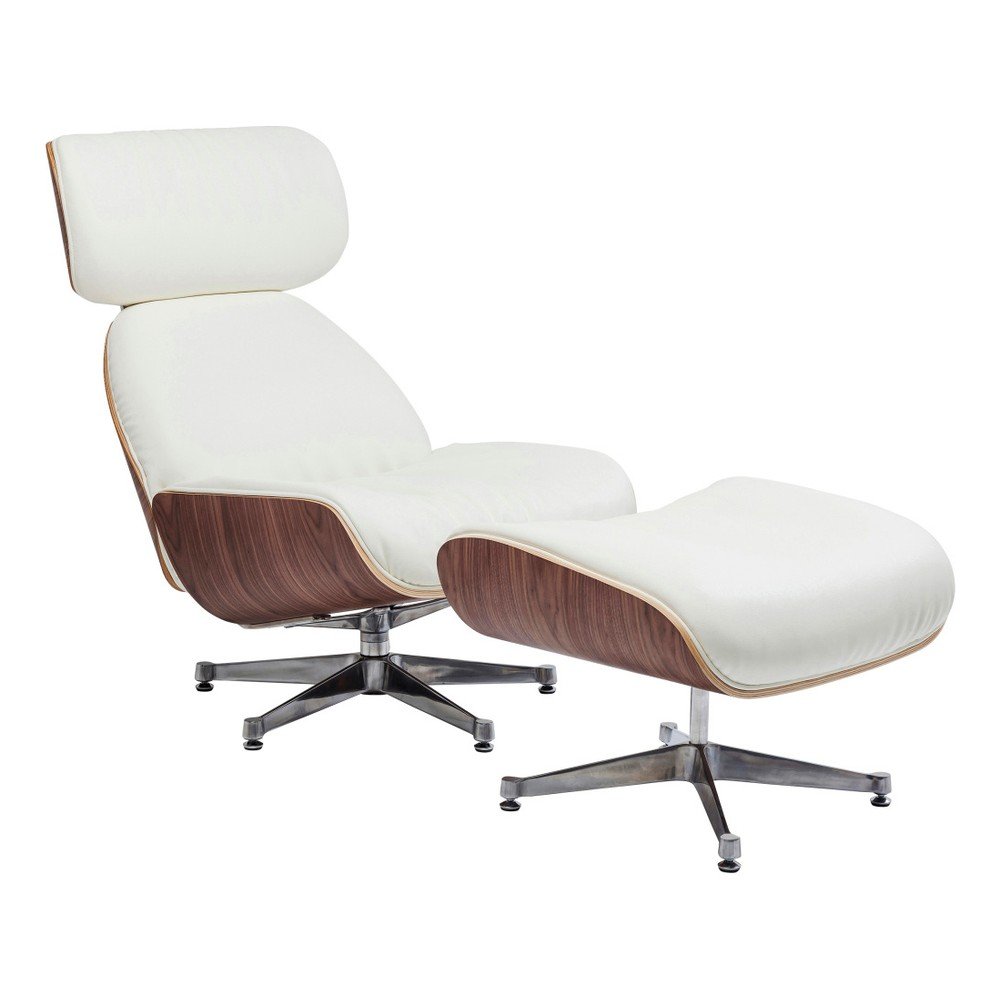 Hnědo-bílé křeslo s podnožkou Kare Design Ponte v:989154