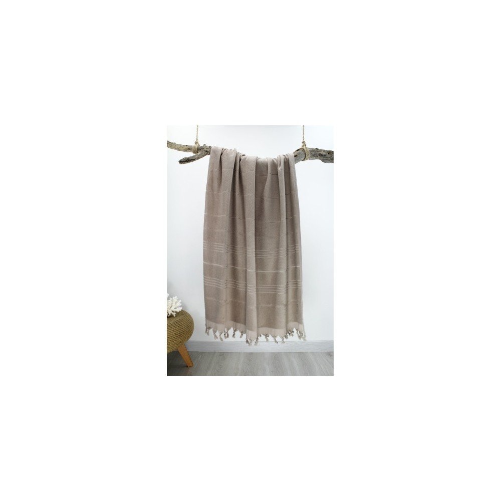 Světle hnědá Hammam osuška s pruhy Classic Style, 90 x 180 cm v:937700