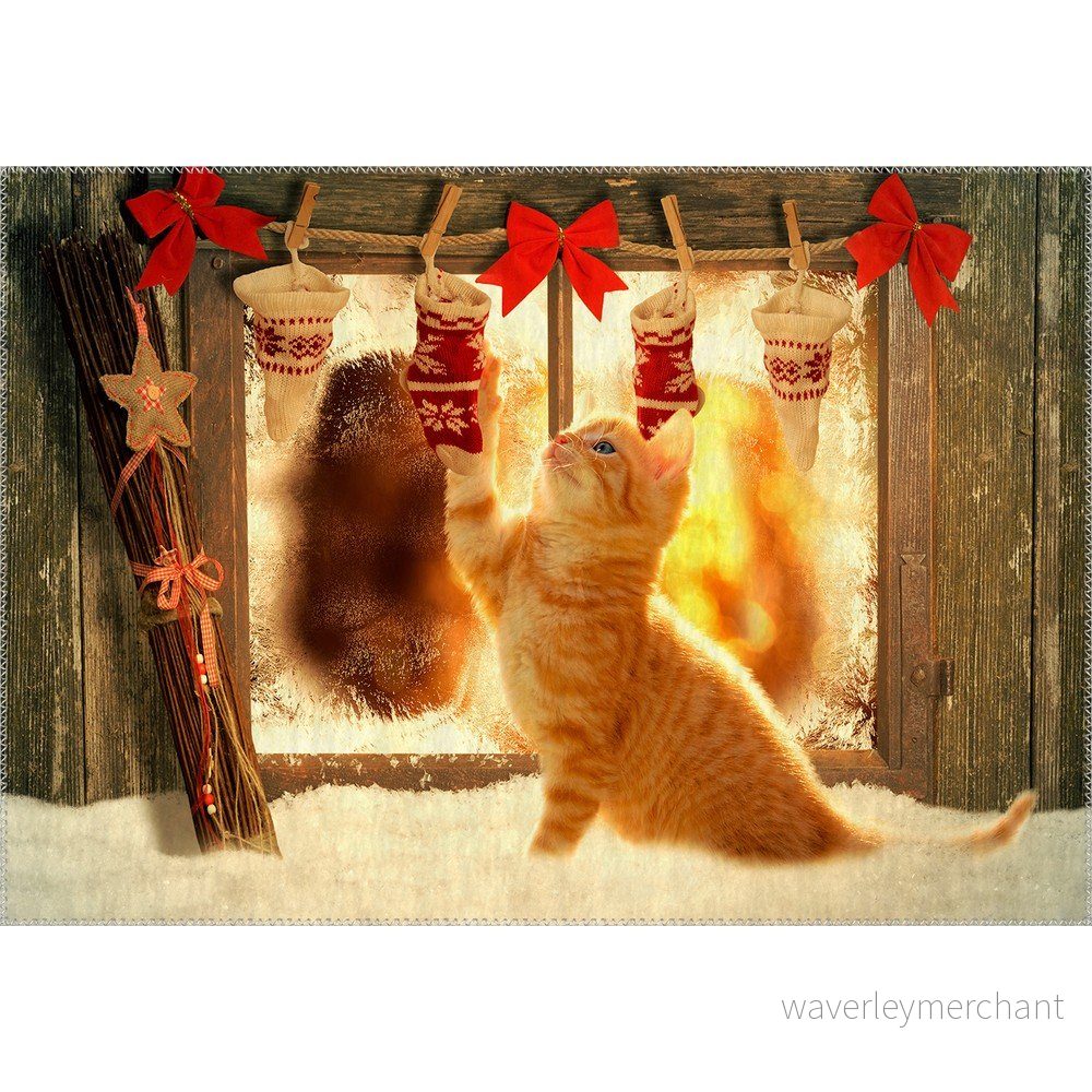 Koberec Vitaus Christmas Period Playful Cat, 50 x 80 cm v:1320026