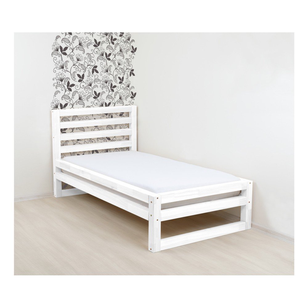 Bílá dřevěná jednolůžková postel Benlemi DeLuxe, 200 x 80 cm v:1142062