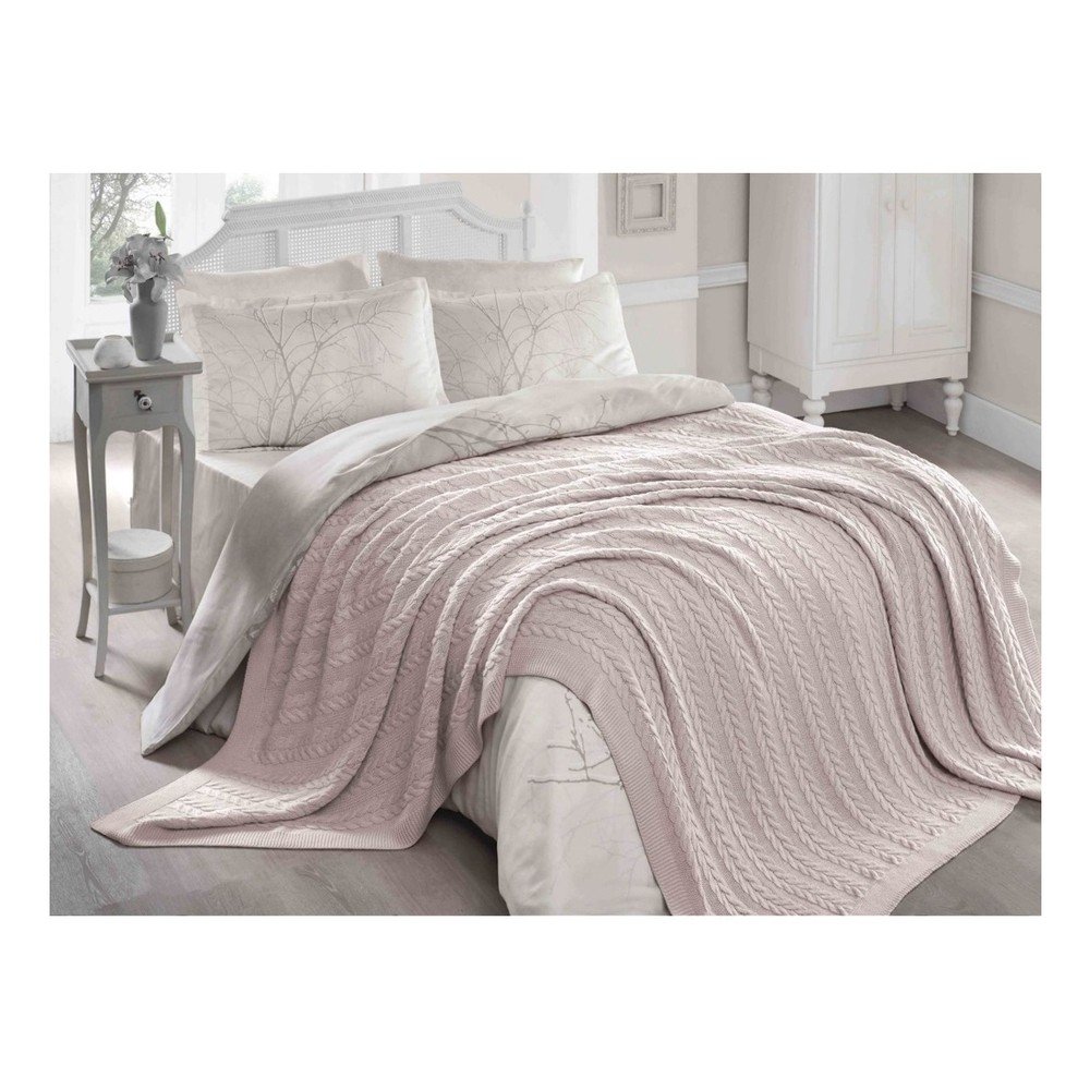 Pudrově růžový přehoz přes postel Homemania Decor Hannola, 220 x 240 cm v:906558