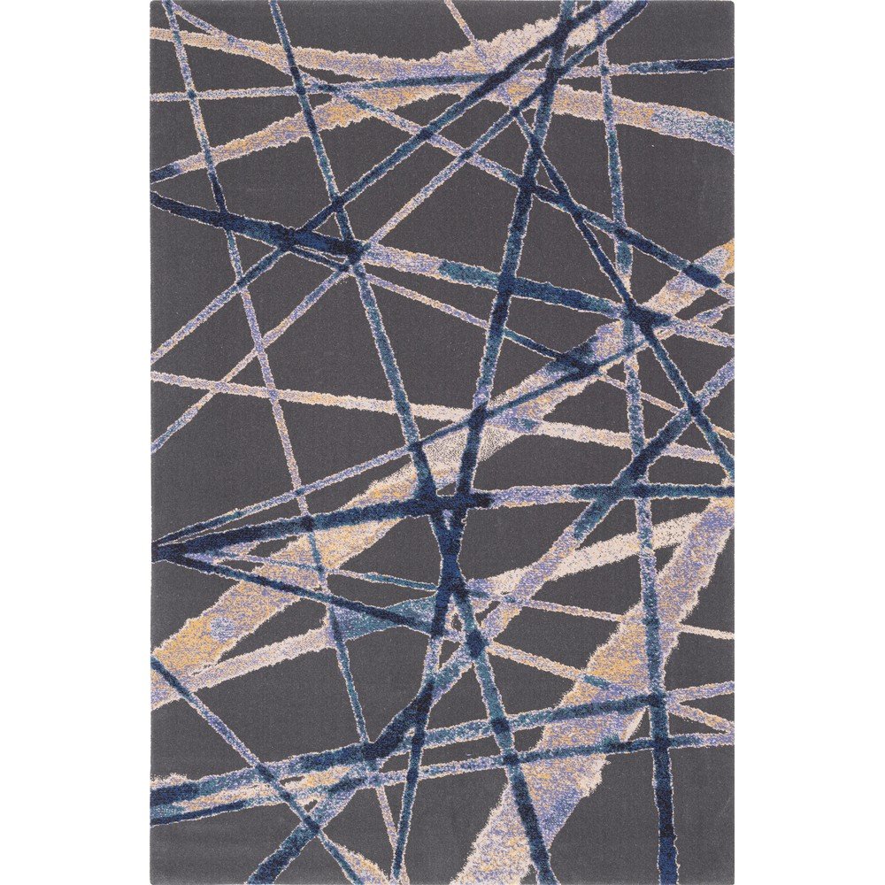 Tmavě modrý vlněný koberec 100x180 cm Sticks – Agnella v:1584320