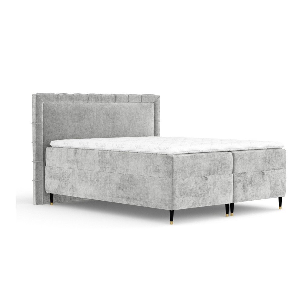 Světle šedá boxspring postel s úložným prostorem 200x200 cm Voyage – Maison de Rêve v:1712442