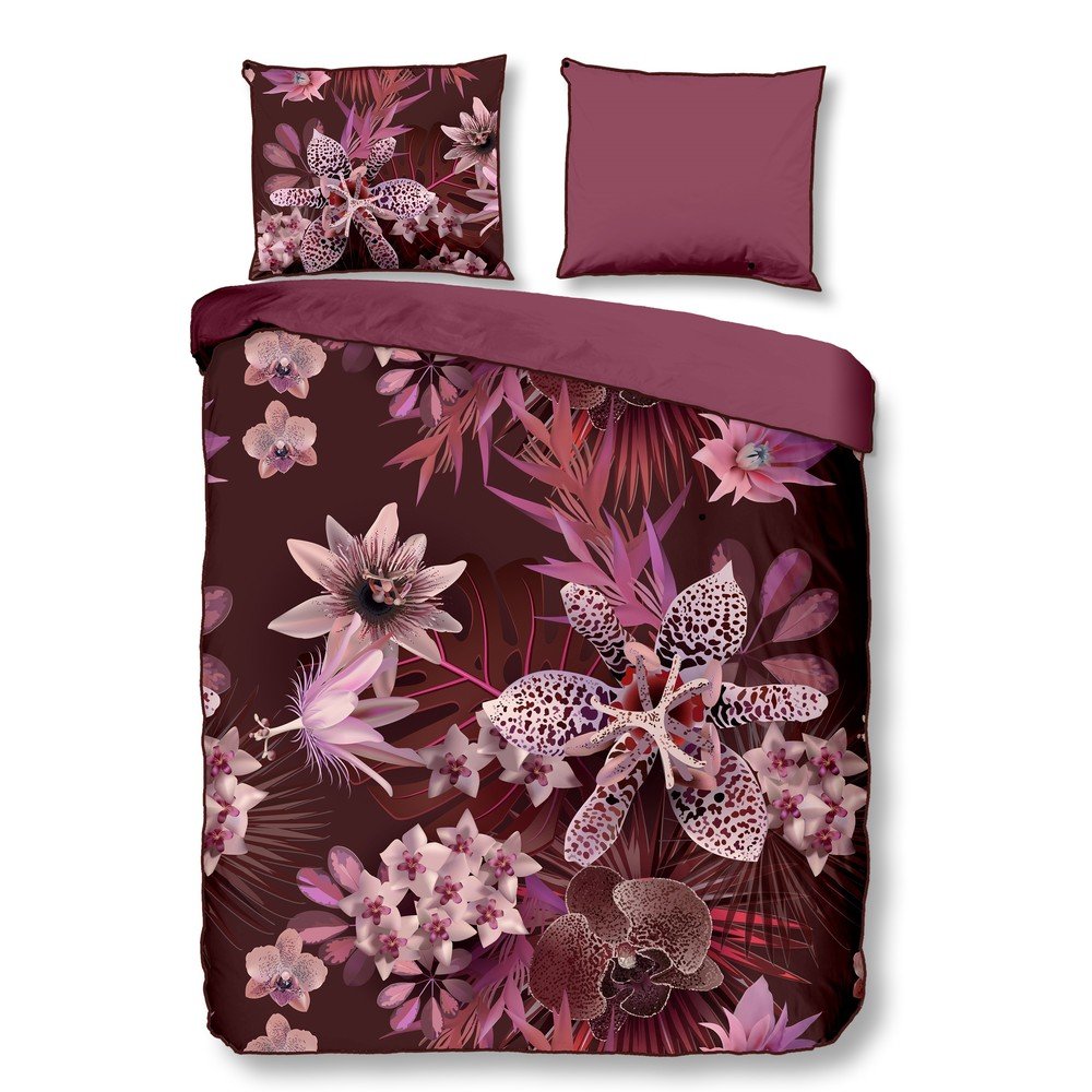 Vínové povlečení na dvoulůžko z organické bavlny Descanso Orchid, 200 x 220 cm v:1398555