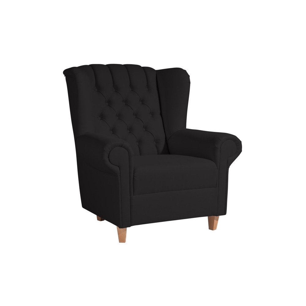 Černá křeslo ušák z imitace kůže Max Winzer Vary Leather v:1056338