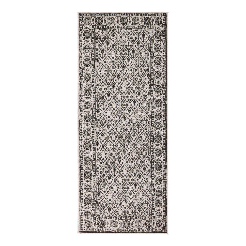 Černo-bílý vzorovaný oboustranný běhoun vhodný i na ven bougari Curacao, 80 x 250 cm v:978918