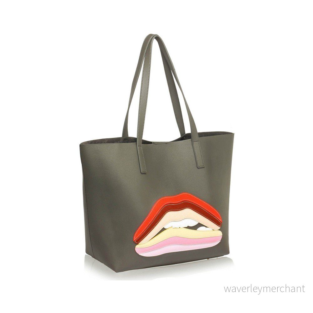 Šedá kabelka z eko kůže L&S Bags Lips v:848568