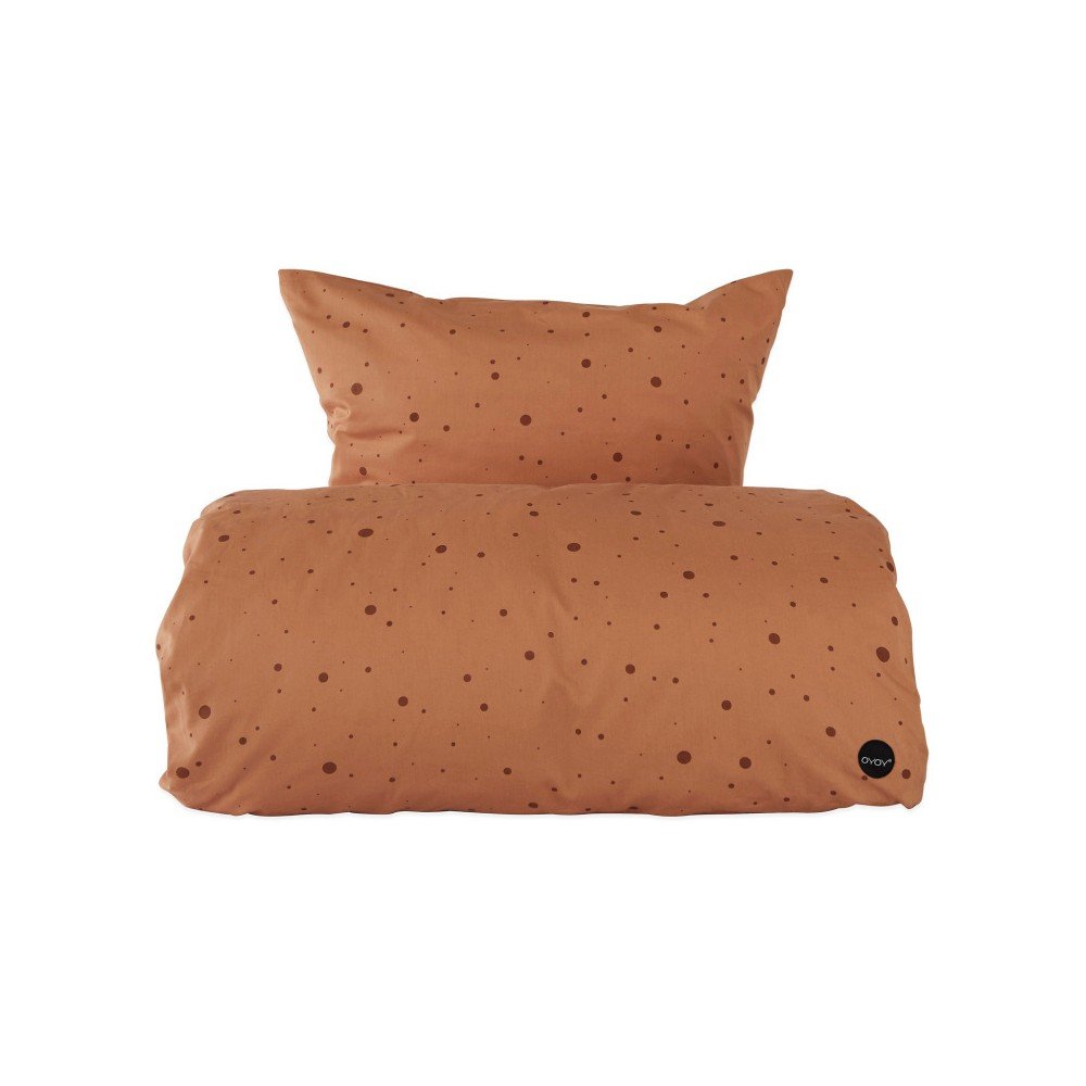 Set karamelově hnědého povlečení na peřinu a polštář z organické bavlny OYOY Dot, 200 x 140 cm v:1250090