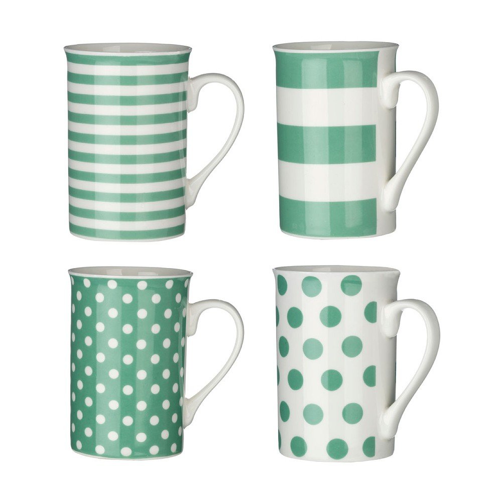 Sada 4 zelených hrnků Premier Housewares Dots Lines, 270 ml v:835988