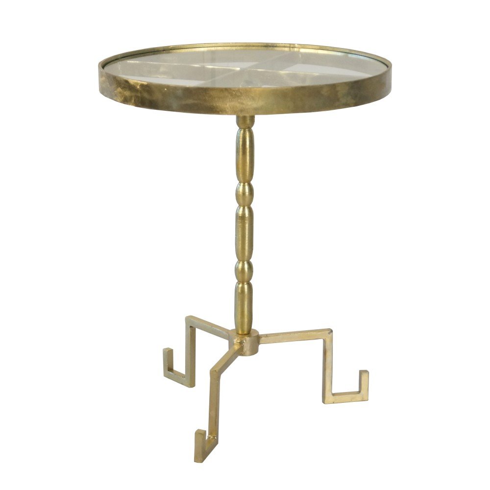 Odkládací stolek ve zlaté barvě s deskou z mangového dřeva Miloo Home Savoy, ⌀ 46 cm v:1203592