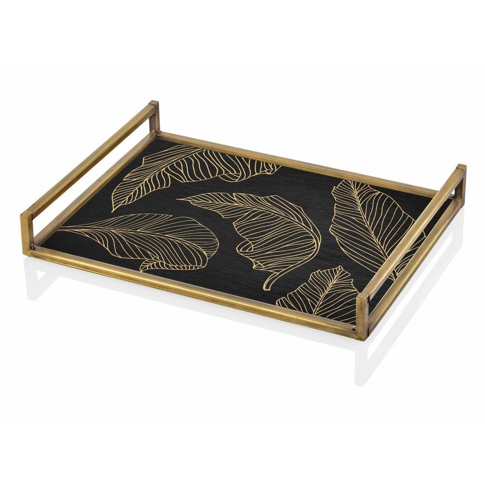 Černý podnos se zlatým vzorem Mia Golden Palm, 40 x 30 cm v:1343687