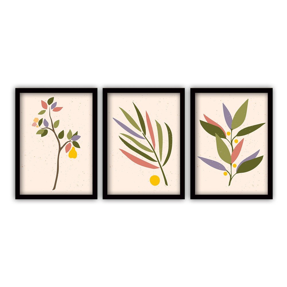 Sada 3 obrazů v černém rámu Vavien Artwork Leaves, 35 x 45 cm v:1418945
