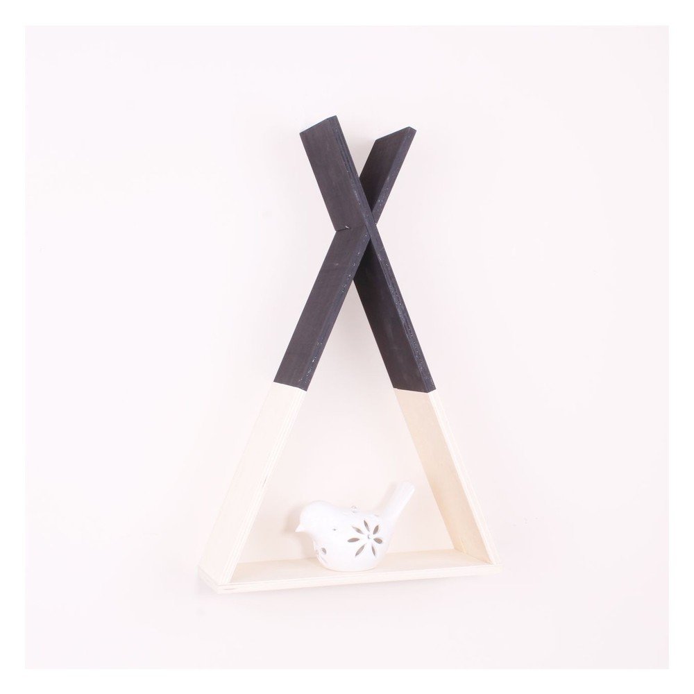 Černá dřevěná nástěnná polička North Carolina Scandinavian Home Decors Teepee, výška 45 cm v:1167502