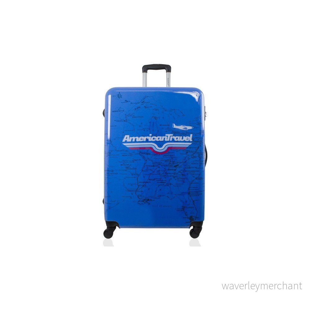 Modrý cestovní kufr na kolečkách American Travel, 46 l v:1000370