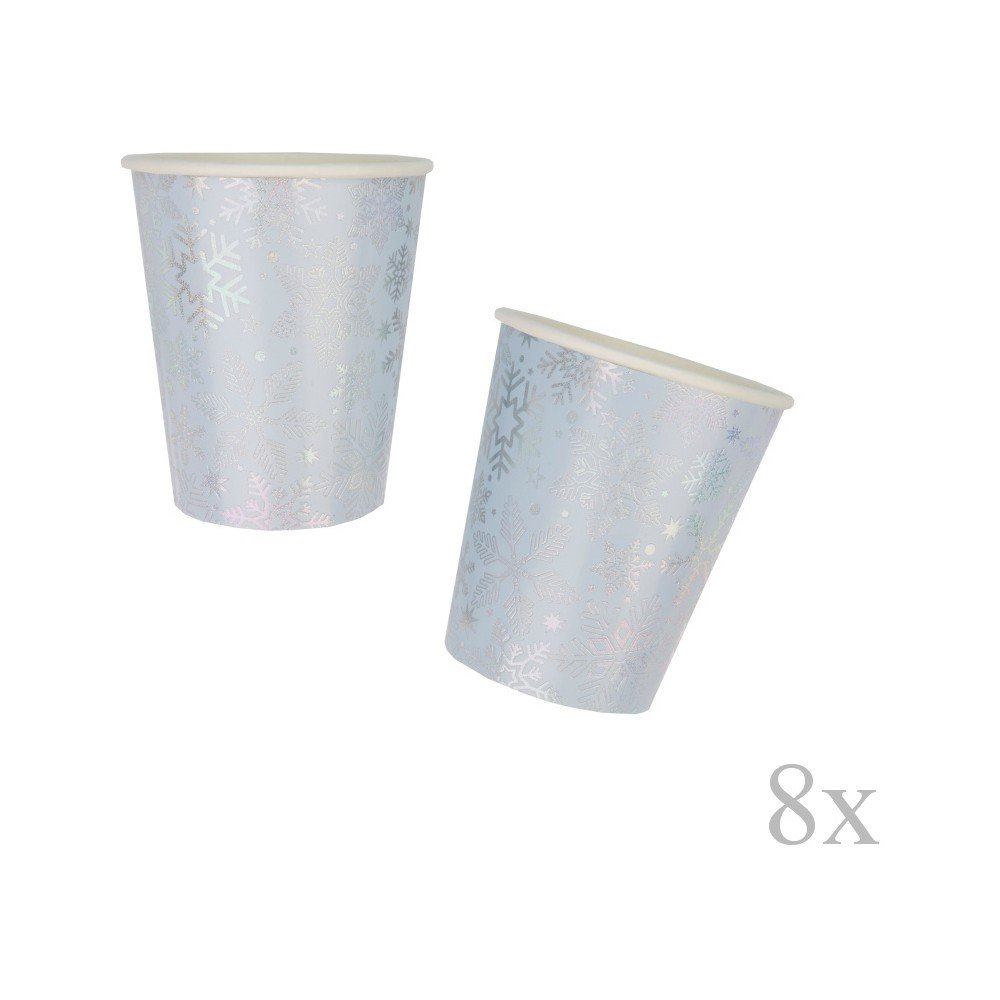 Sada 8 vánočních papírových kelímků Neviti Iridescent Snowflake, ⌀ 8 cm v:1318238
