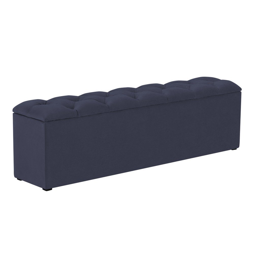 Tmavě modrý otoman k posteli s úložným prostorem Kooko Home Manna, 47 x 180 cm v:1086668