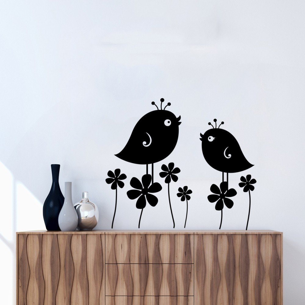 Samolepka Ambiance Black Birds And Flowers v:817504