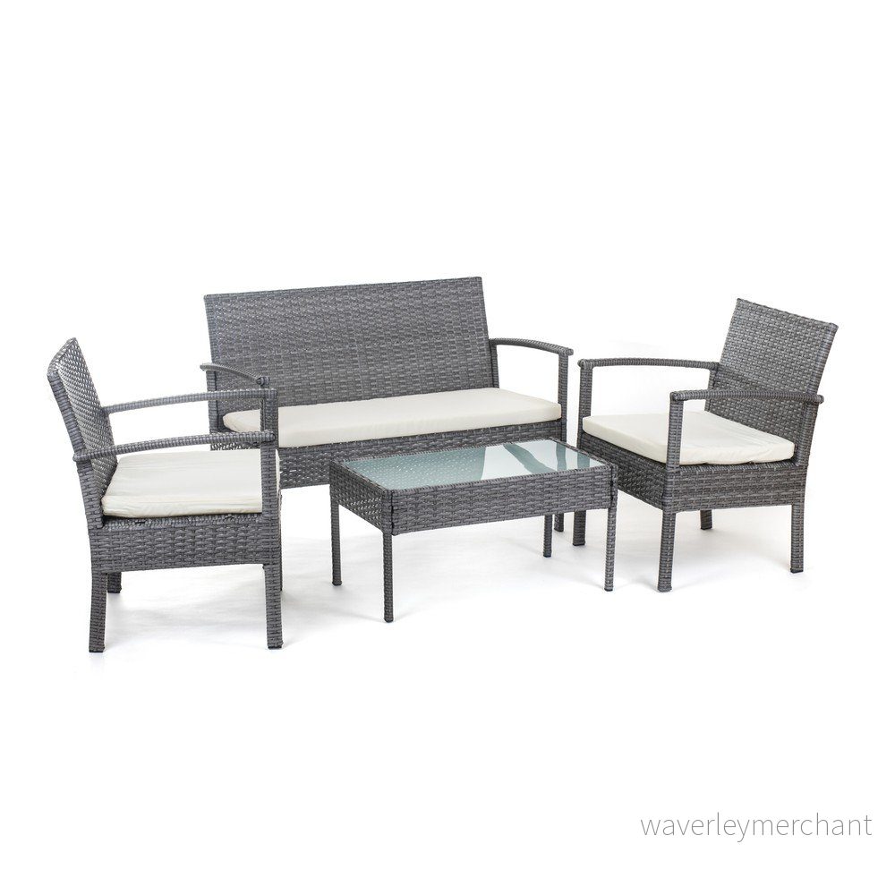 Šedý zahradní lounge set z umělého ratanu pro 4 Tiwi – Happy Green v:1544534