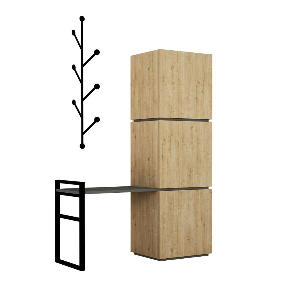 Set botníku v dekoru dubového dřeva a nástěnného věšáku Mello Oak v:1246206