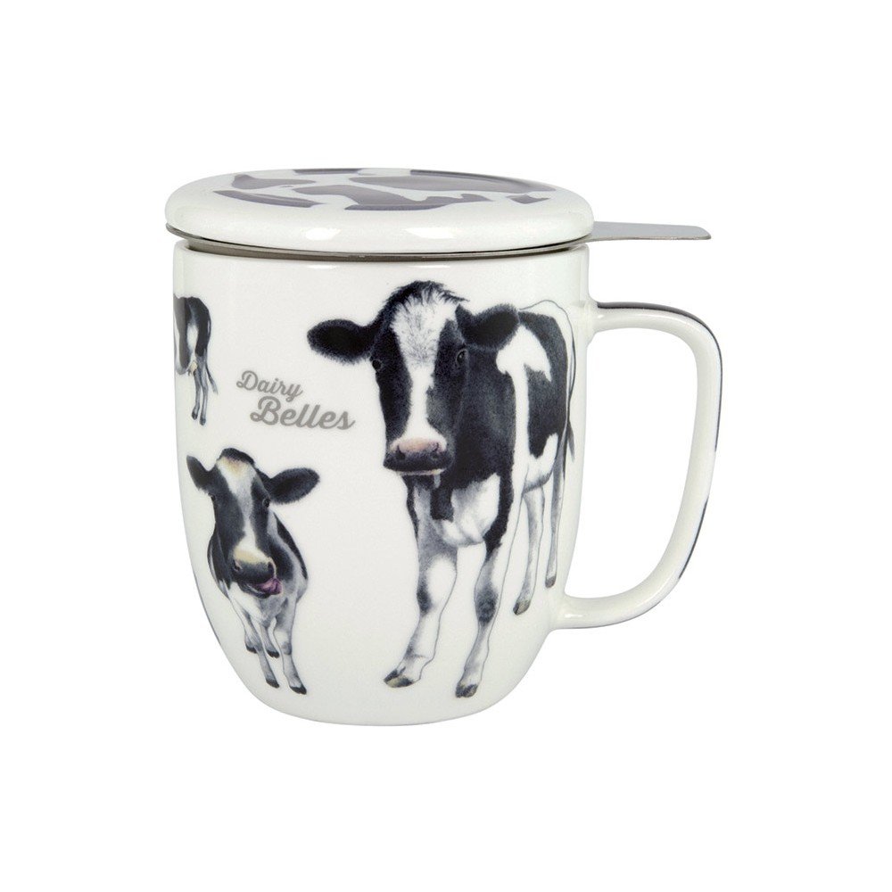 Hrnek z kostního porcelánu s pokličkou a sítkem na sypaný čaj Ashdene Dairy Belles, 350 ml v:1069012