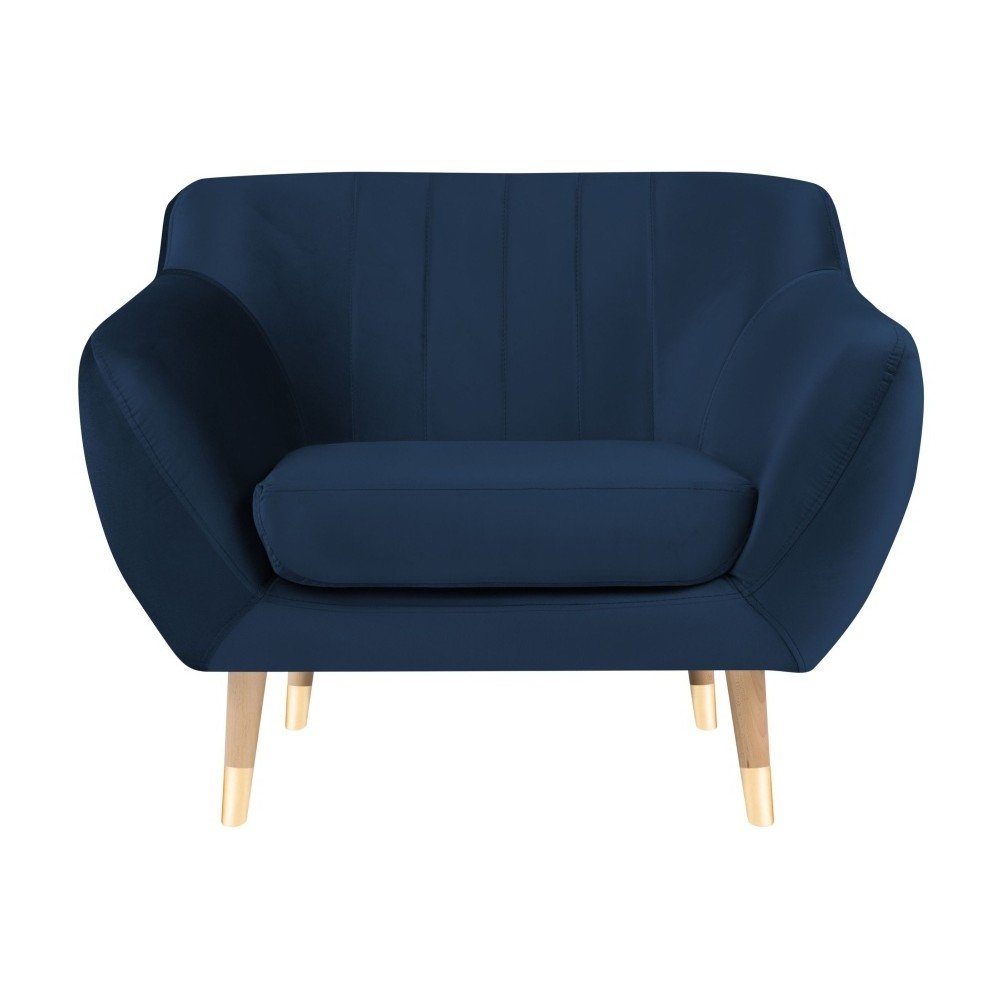 Tmavě modré sametové křeslo Mazzini Sofas Benito v:1059582