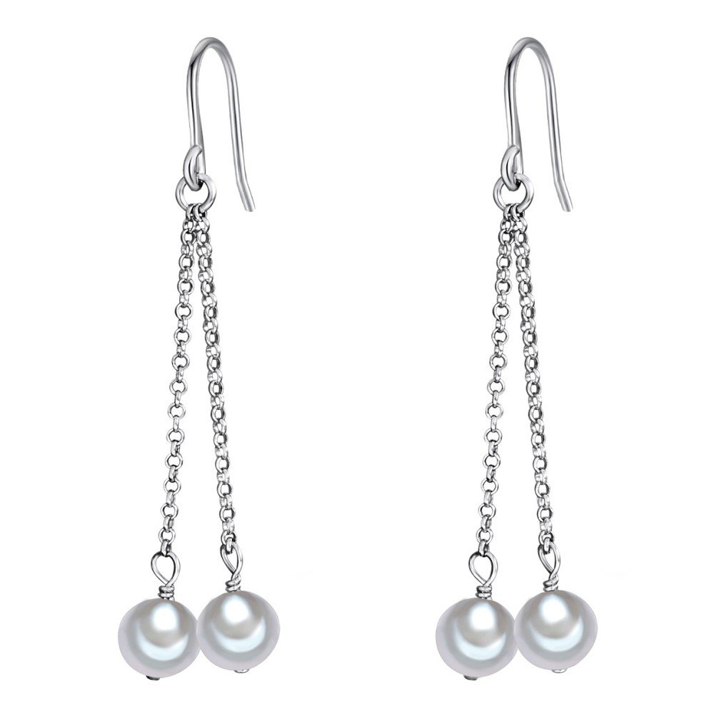 Stříbřitě šedé perlové visací náušnice Chakra Pearls v:743820