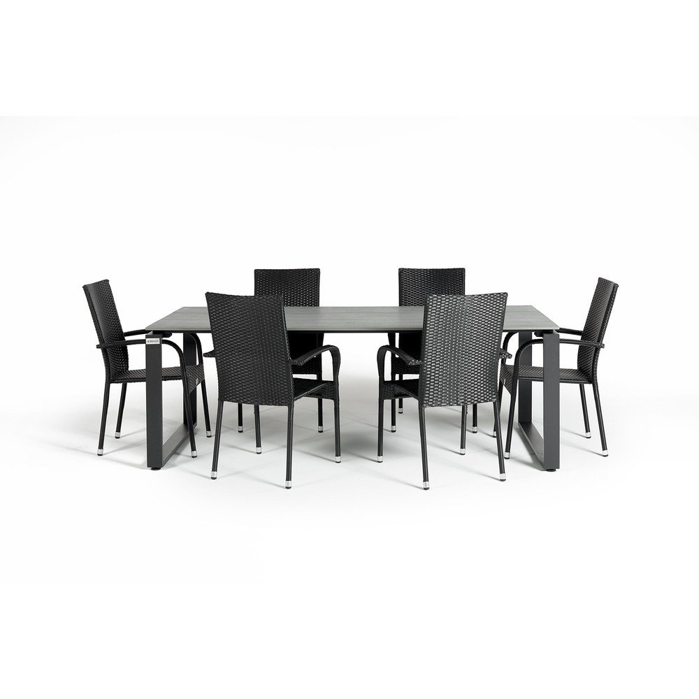 Zahradní jídelní set pro 6 osob s černou židlí Paris a stolem Strong, 100 x 210 cm v:1420697