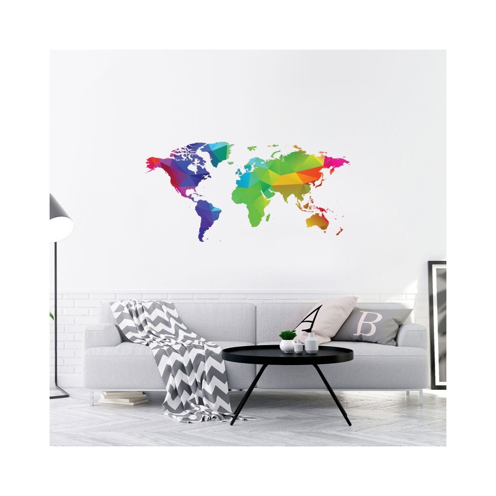 Nástěnná samolepka Ambiance Wall Decal Origami Rainbow World Map, 60 x 120 cm v:1204672