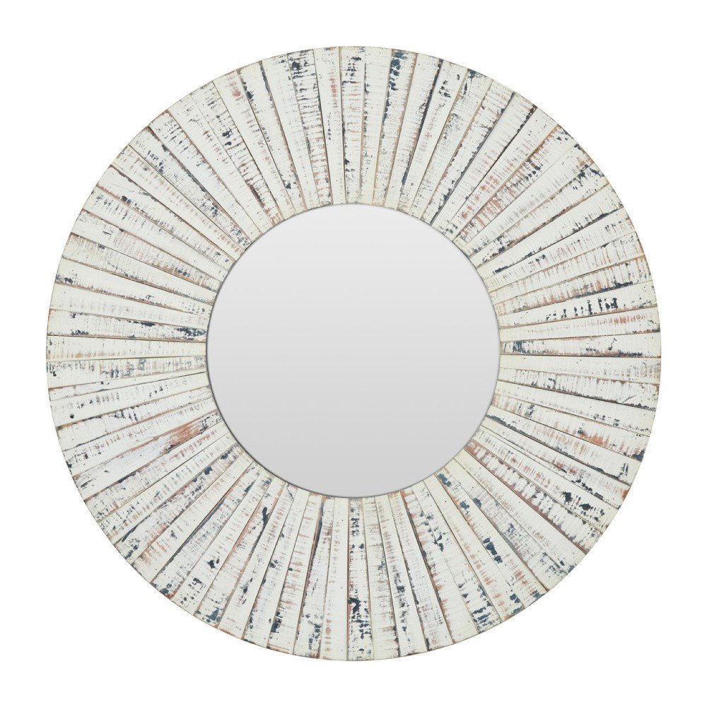 Nástěnné zrcadlo s bílým rámem z naplaveného dřeva Premier Housewares, ⌀ 91 cm v:1056606