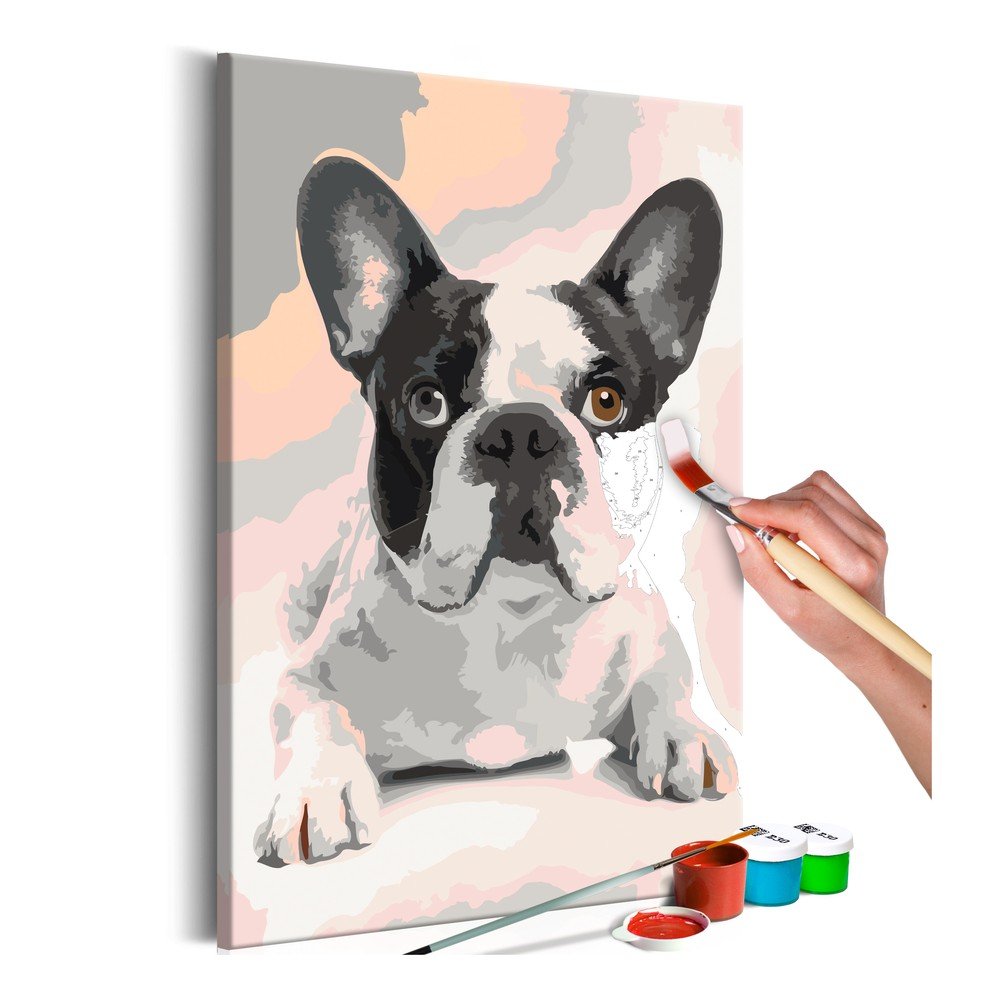 DIY set na tvorbu vlastního obrazu na plátně Artgeist Bulldog, 40 x 60 cm v:1079194