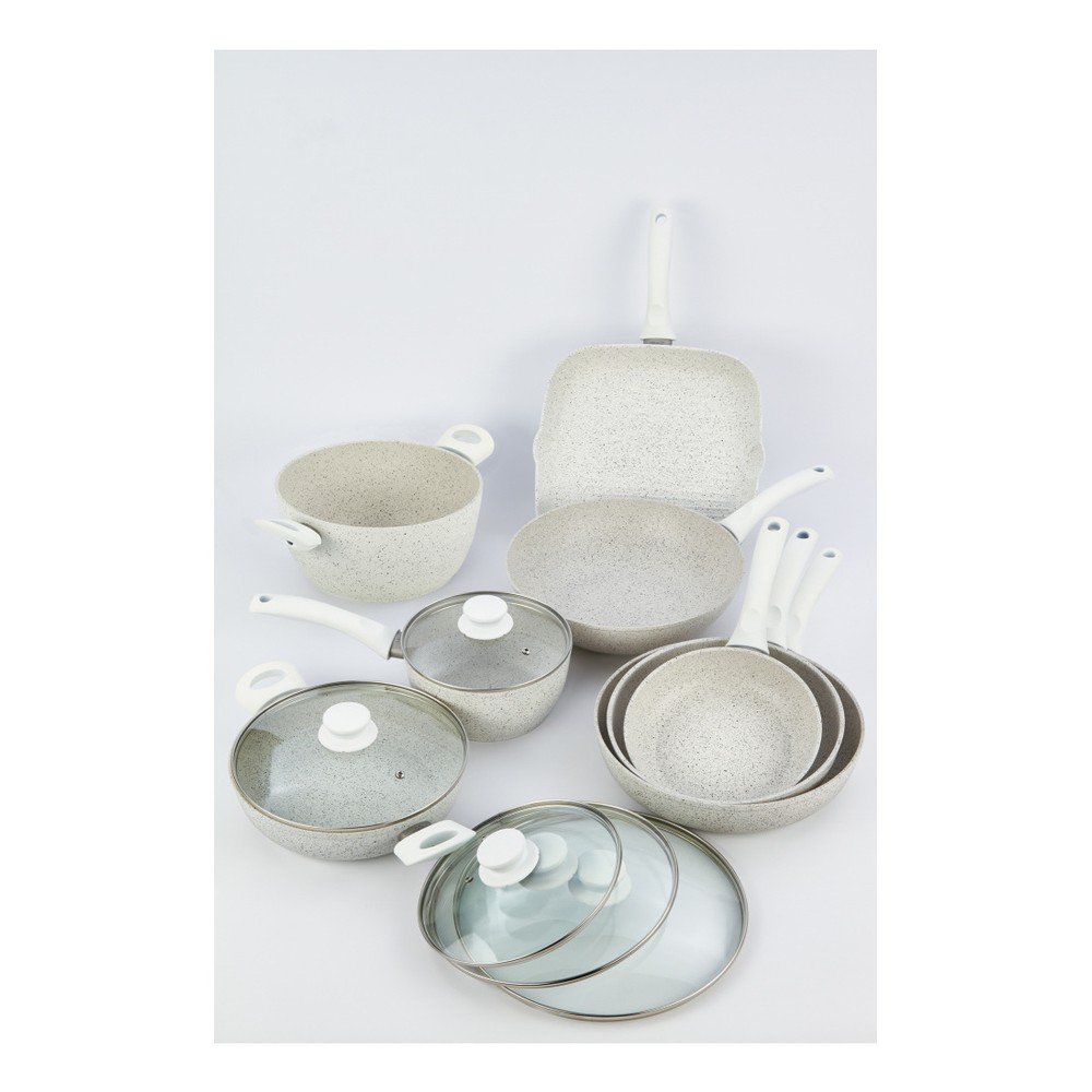 13dílný set nádobí s bílou rukojetí a poklicemi Bisetti Stonewhite v:970862