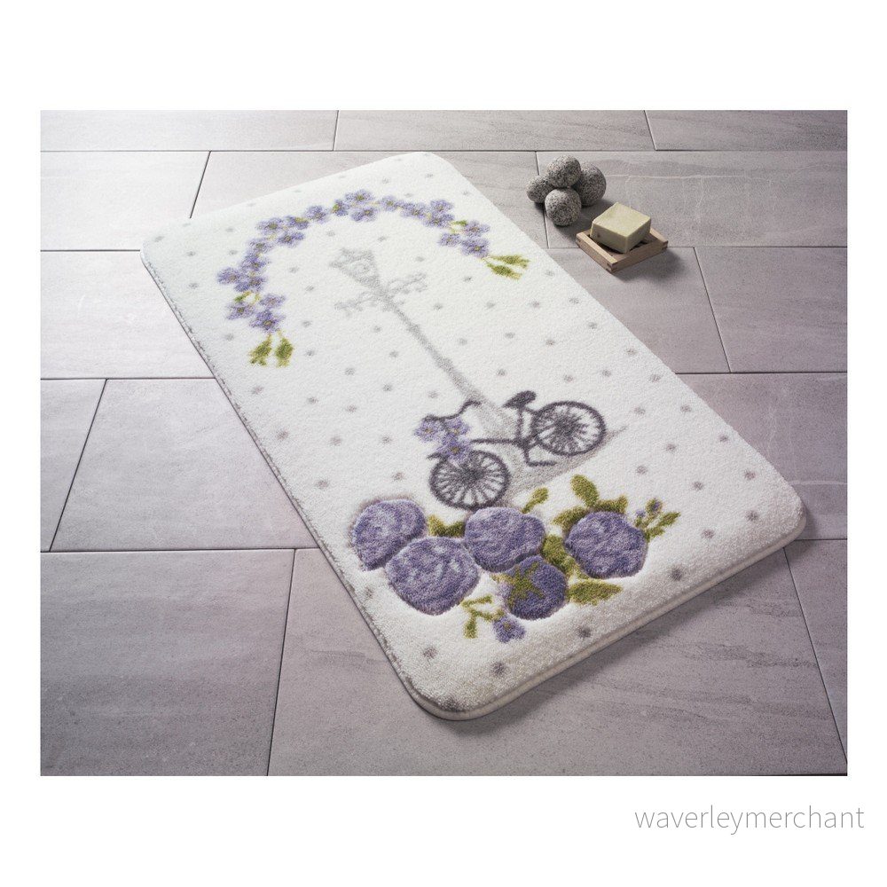 Vzorovaná fialová předložka do koupelny Confetti Bathmats Vintage Bike, 80 x 140 cm v:1042088