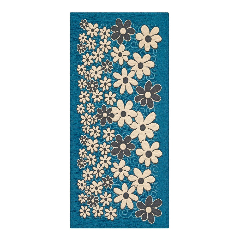 Modrý vysoce odolný kuchyňský koberec Webtappeti Margherite Avio, 55 x 115 cm v:849006