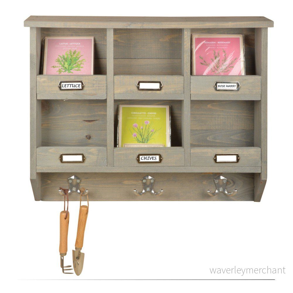 Nástěnný organizér z borovicového dřeva Esschert Design, šířka 57 cm v:798732