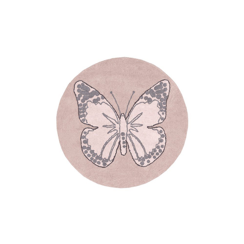 Růžový pratelný ručně tkaný bavlněný dětský koberec ø160 cm Mariposa – Lorena Canals v:1714854