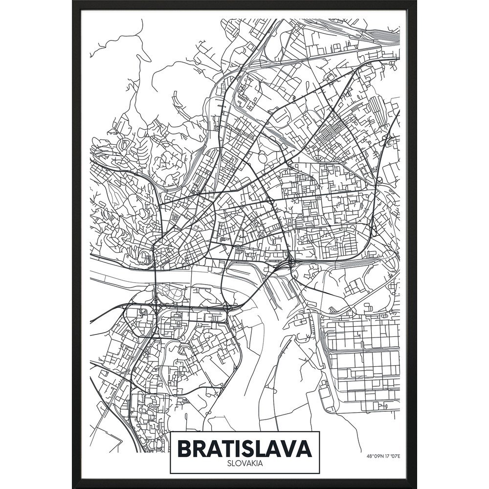 Nástěnný plakát v rámu MAP/BRATISLAVA, 40 x 50 cm v:1343093