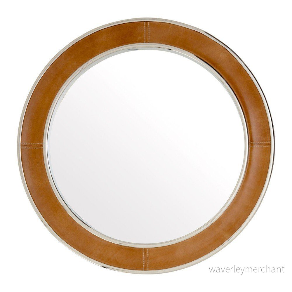 Nástěnné zrcadlo s rámem s pravou kůží Premier Housewares Churchill, ⌀ 58 cm v:1056532