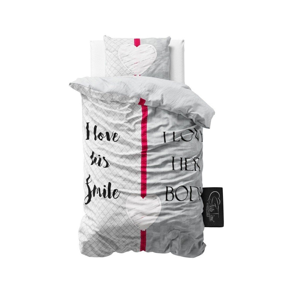 Růžovošedé povlečení z mikroperkálu Sleeptime What Do You Love, 140 x 220 cm v:838008