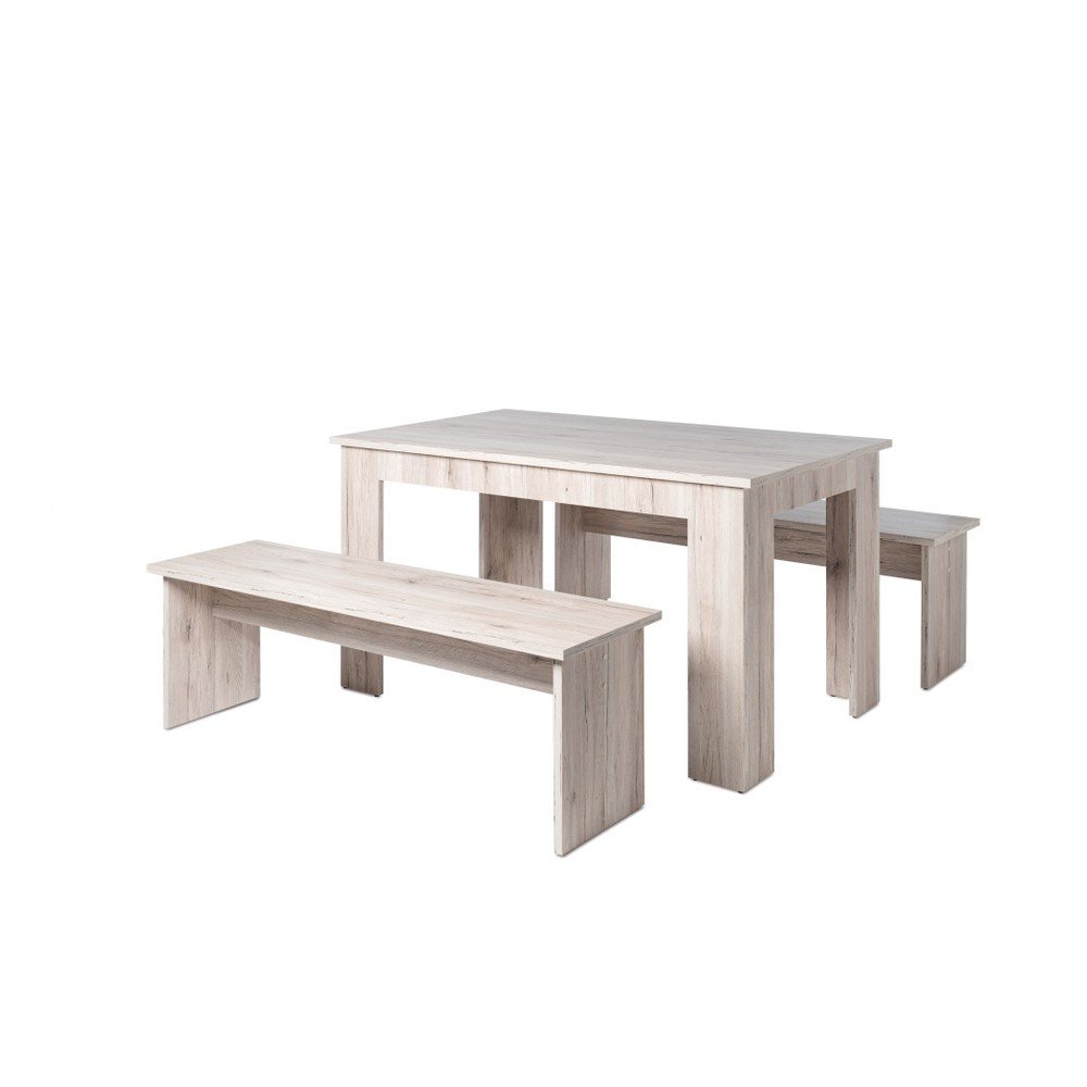 Set jídelního stolu a 2 lavic ve světlém dubovém dekoru Intertrade München, 140 cm v:956824
