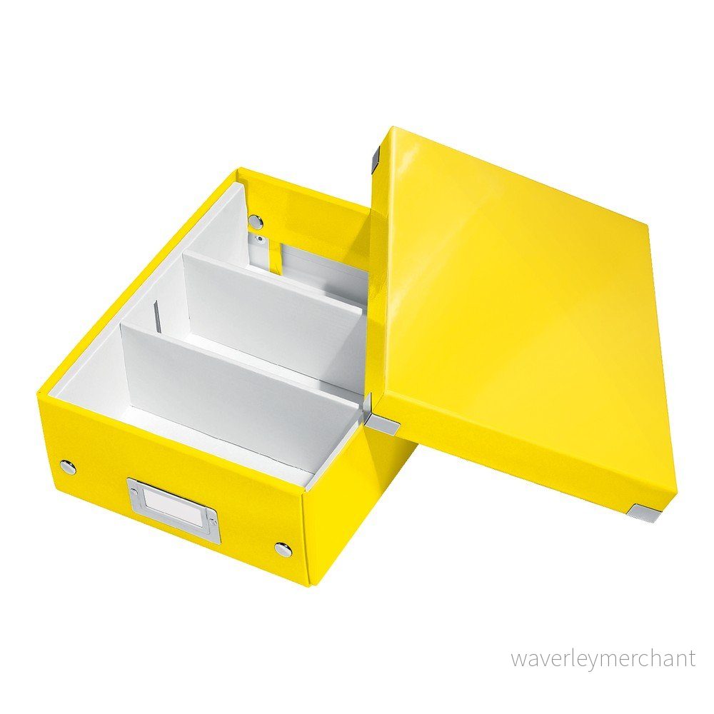 Žlutý kartonový úložný box s víkem Click&Store v:1369803