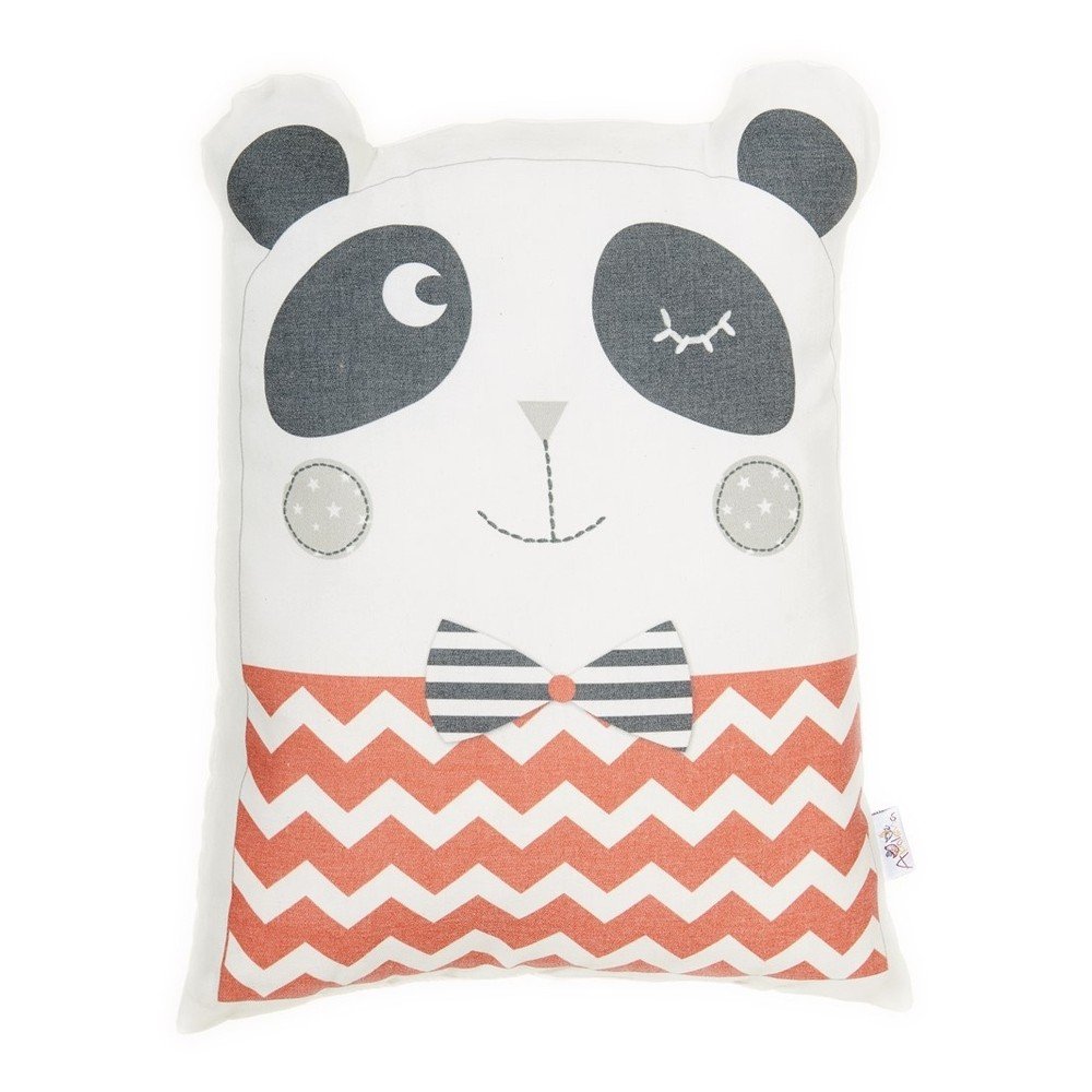 Červený dětský polštářek s příměsí bavlny Mike & Co. NEW YORK Pillow Toy Panda, 25 x 36 cm v:1284926