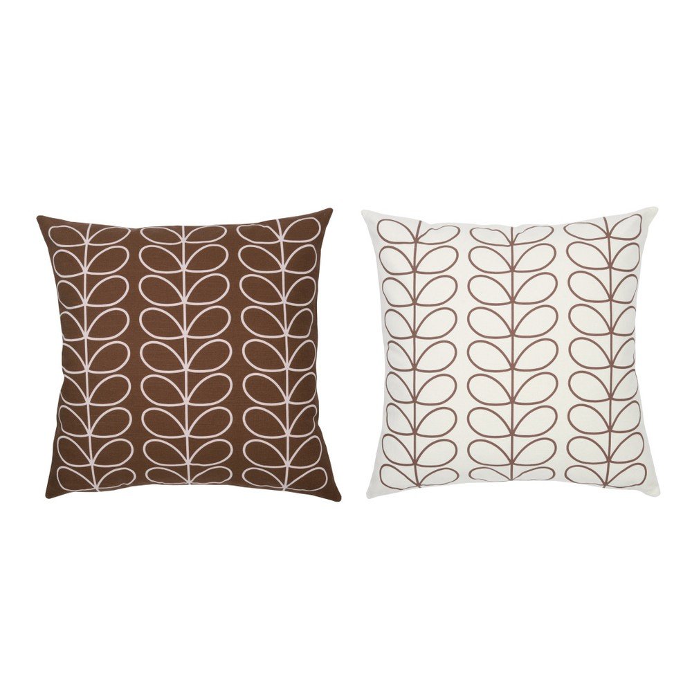 Hnědobéžový polštář s oboustranným potiskem Orla Kiely Linear Steam Brown, 50 x 50 cm v:891318