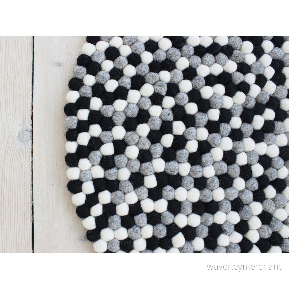 Černo-bílý kuličkový vlněný koberec Wooldot Ball Rugs, ⌀ 90 cm v:1340837