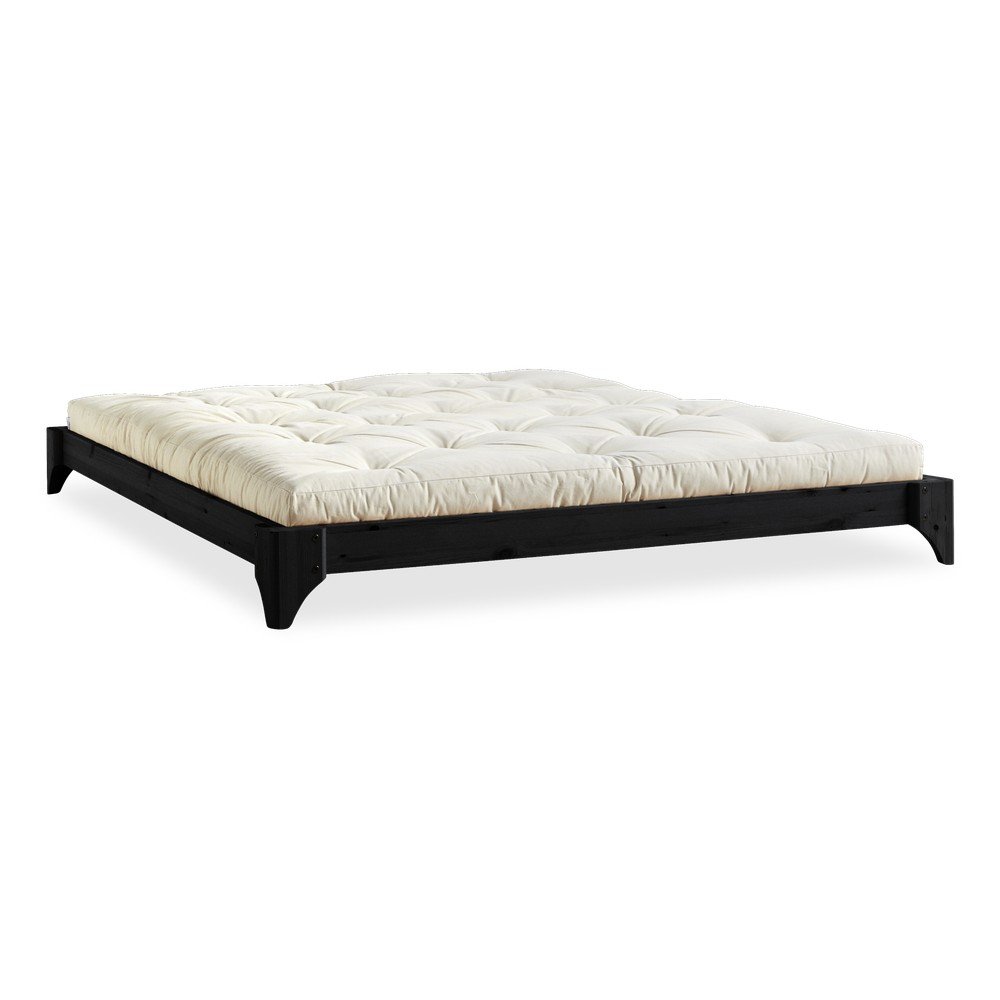 Dvoulůžková postel z borovicového dřeva s matrací Karup Design Elan Comfort Mat Black/Natural, 160 x 200 cm v:1308872